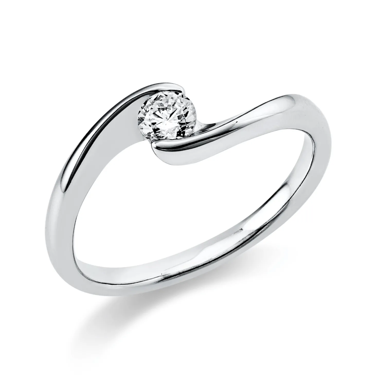 Solitaire Ring aus 585 Gold Weißgold Brillant 0,2ct TW-SI B:5,8mm