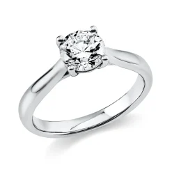 Solitaire Ring aus 750 Gold Weißgold Brillant 1ct TW-SI B:3,2mm 4er-Krappe