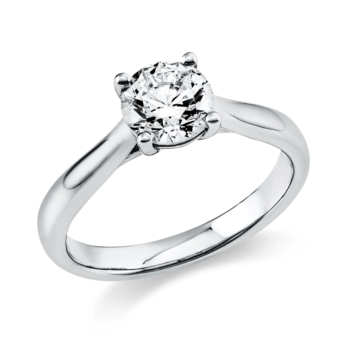 Solitaire Ring aus 750 Gold Weißgold Brillant 1ct TW-SI B:3,2mm 4er-Krappe