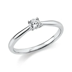 Solitaire Ring aus 585 Gold Weißgold Brillant 0,2ct TW-SI B:2,1mm 4er-Krappe