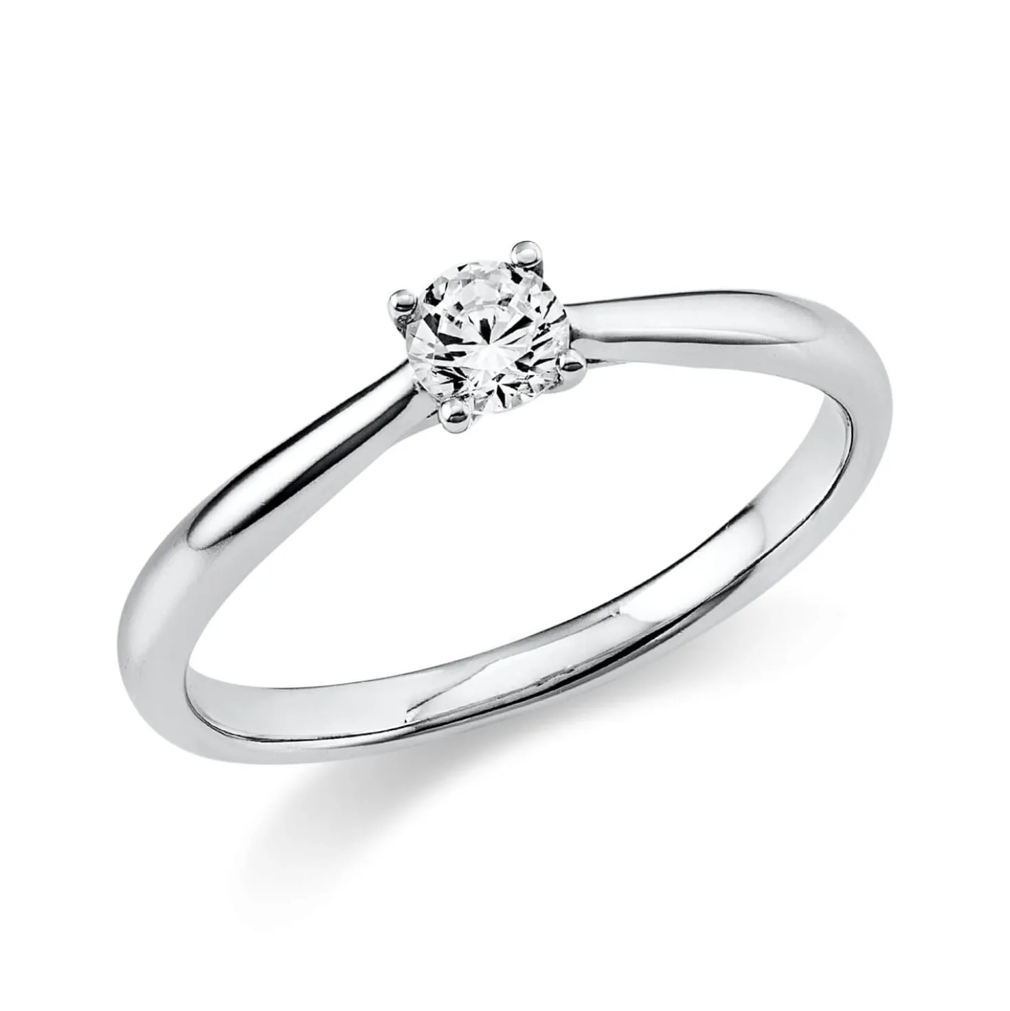 Solitaire Ring aus 585 Gold Weißgold Brillant 0,2ct TW-SI B:2,1mm 4er-Krappe