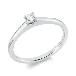 Solitaire Ring aus 750 Gold Weißgold Brillant 0,18ct TW-SI B:3,3mm 4er-Krappe
