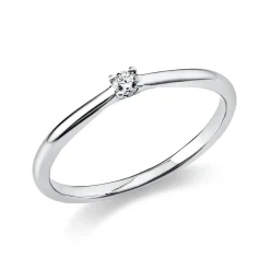 Solitaire Ring aus 585 Gold Weißgold Brillant 0,05ct TW-SI B:1,7mm 4er-Krappe