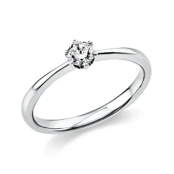 Solitaire Ring aus 585 Gold Weißgold Brillant 0,2ct TW-SI B:2,1mm 6er-Krappe