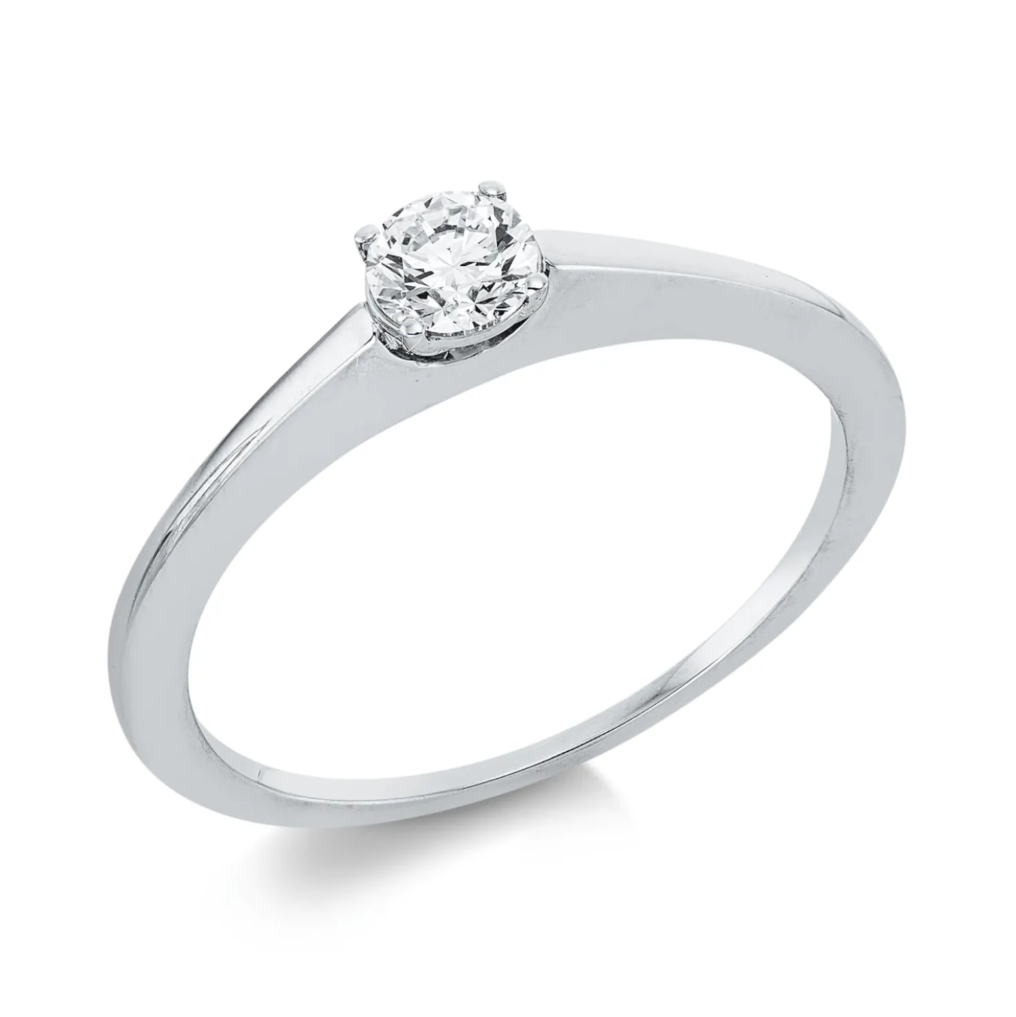 Solitaire Ring aus 750 Gold Weißgold Brillant 0,25ct TW-SI B:3,7mm 4er-Krappe