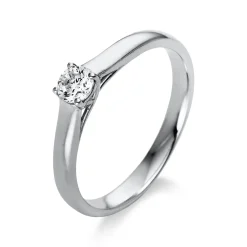 Solitaire Ring aus 750 Gold Weißgold Brillant 0,2ct TW-SI B:2,7mm 4er-Krappe
