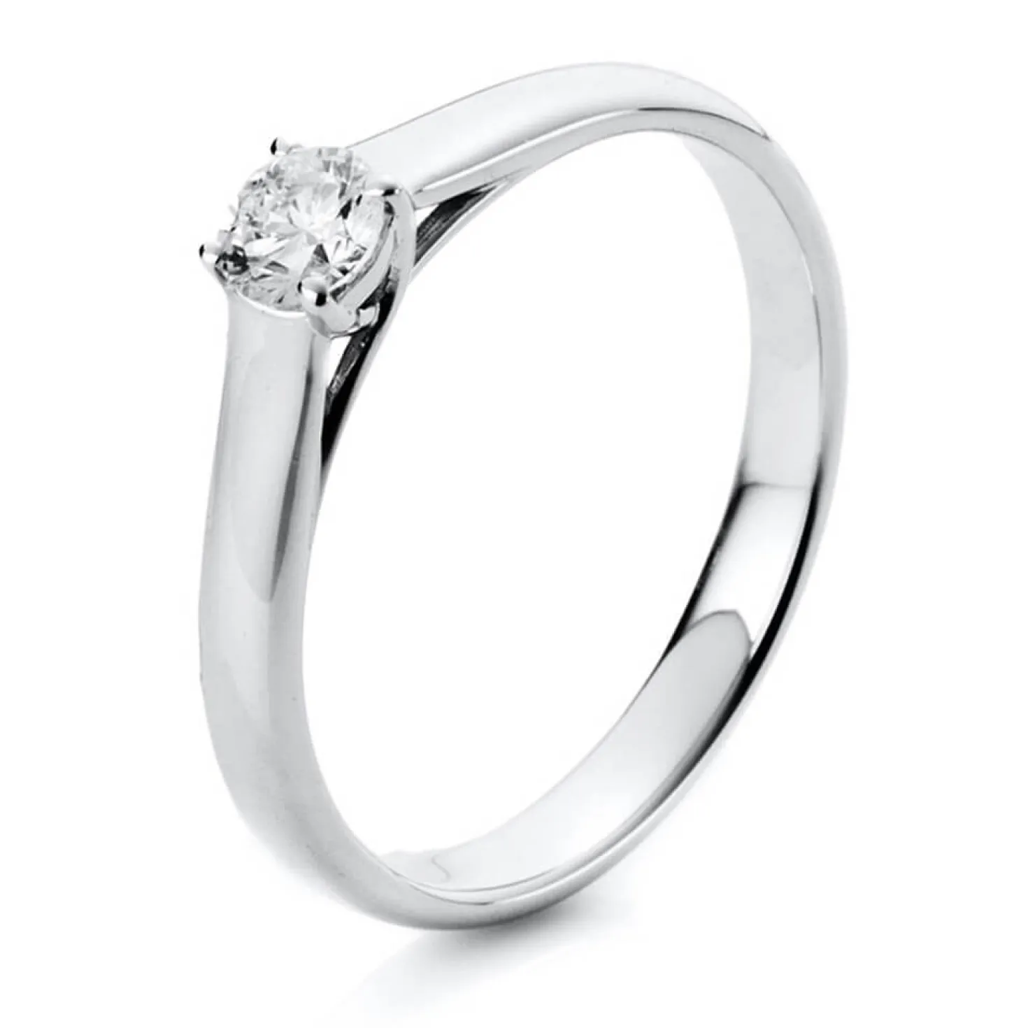 Solitaire Ring aus 585 Gold Weißgold Brillant 0,25ct TW-SI B:2,4mm 4er-Krappe