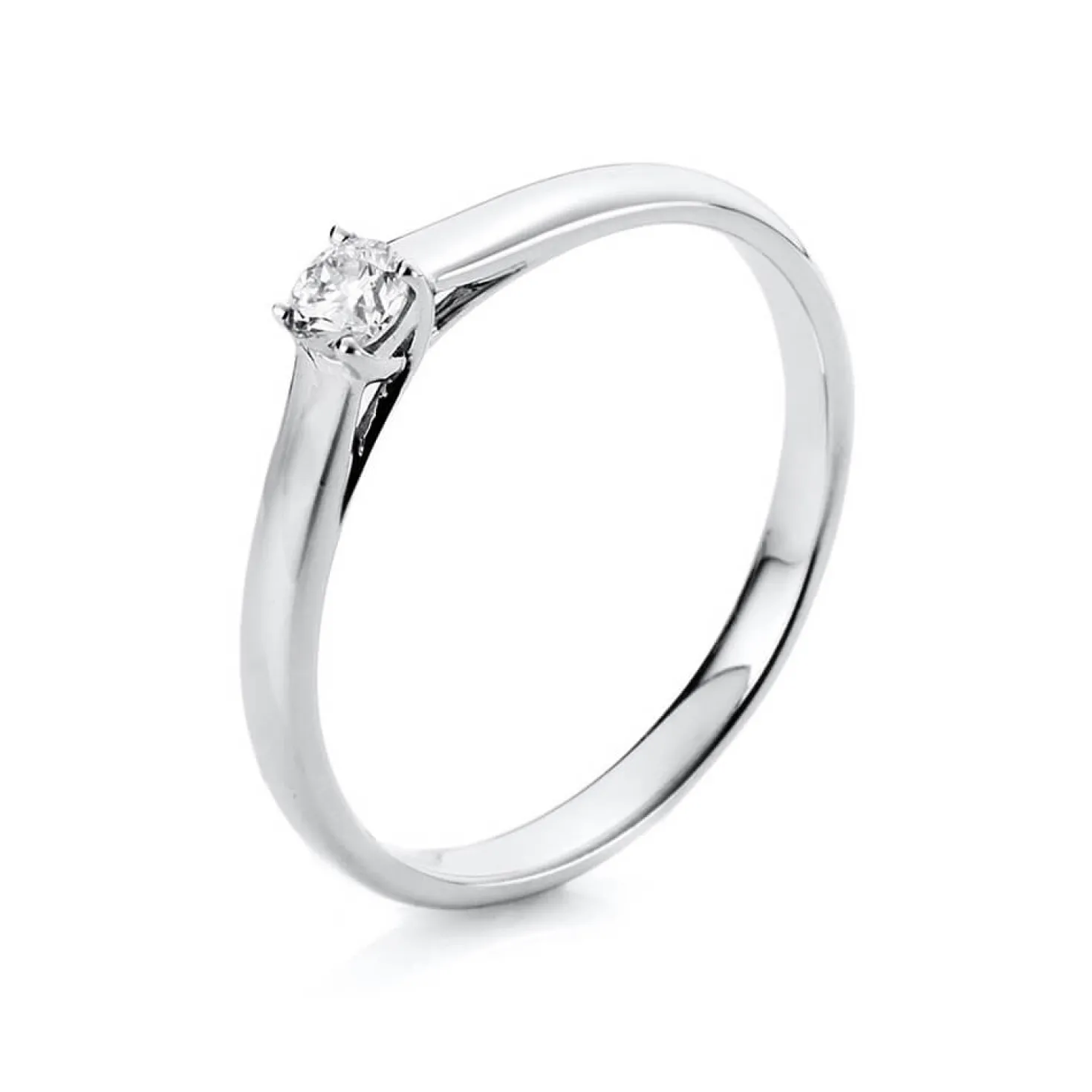 Solitaire Ring aus 585 Gold Weißgold Brillant 0,31ct TW-SI B:2,8mm 4er-Krappe