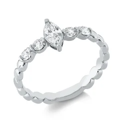 Solitaire Ring aus 750 Gold Weißgold 5 Diamanten 0,44ct TW-SI B:7,5mm