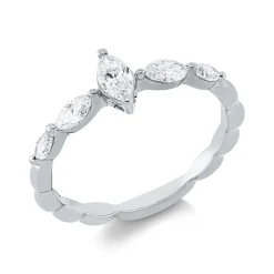Solitaire Ring aus 750 Gold Weißgold 5 Diamanten 0,51ct TW-SI B:7,3mm