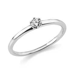 Solitaire Ring aus 950 Platin Brillant 0,1ct TW-SI B:1,4mm 6er-Krappe