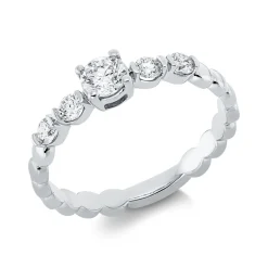 Solitaire Ring aus 750 Weißgold 4 Brillanten 0,2ct TW-SI 1 Brillant 0,21ct TW-SI