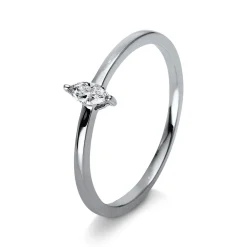 Solitaire Ring aus 585 Weißgold Diamant Navette-Schliff 0,09ct TW-SI B:5,7mm