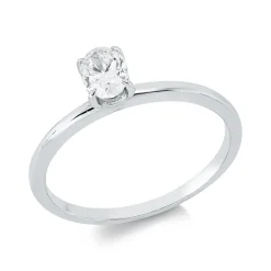 Solitaire Ring aus 750 Weißgold Diamant Oval-Schliff 0,39ct F-VSI B:5,3mm