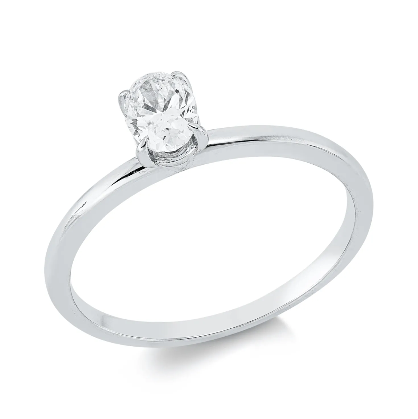Solitaire Ring aus 750 Weißgold Diamant Oval-Schliff 0,39ct F-VSI B:5,3mm