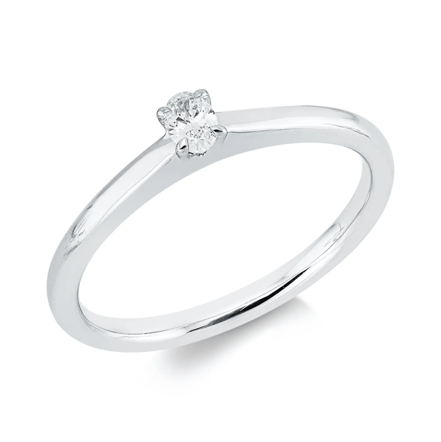 Solitaire Ring aus 750 Weißgold Diamant Oval-Schliff 0,11ct TW-SI B:3,7mm