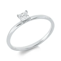 Solitaire Ring aus 750 Weißgold Diamant Prinzess-Schliff 0,28ct TW-SI B:4,1mm