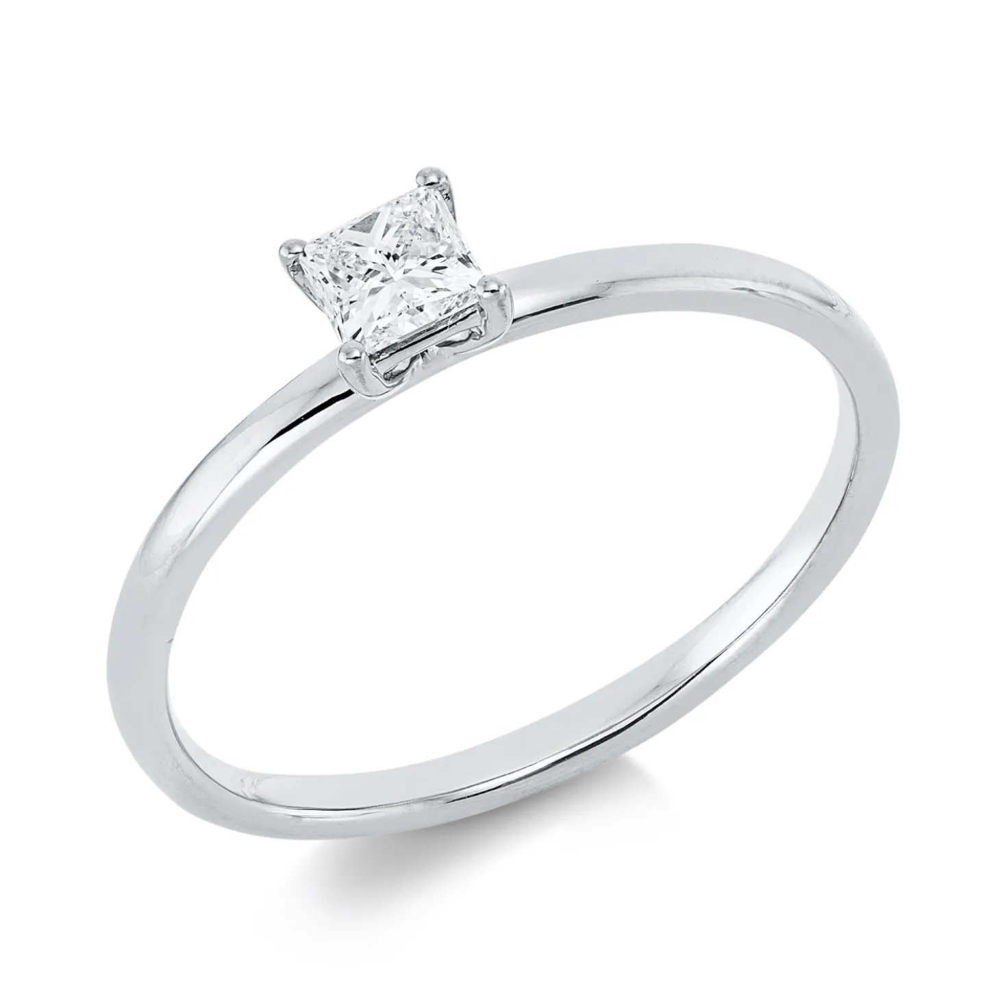 Solitaire Ring aus 750 Weißgold Diamant Prinzess-Schliff 0,28ct TW-SI B:4,1mm