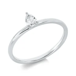 Solitaire Ring aus 750 Weißgold Diamant Tropfen-Schliff 0,2ct TW-SI B:5,4mm
