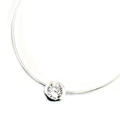 Solitär Anhänger mit Zirkonia weiß rund 925 Silber Halsschmuck für Damen