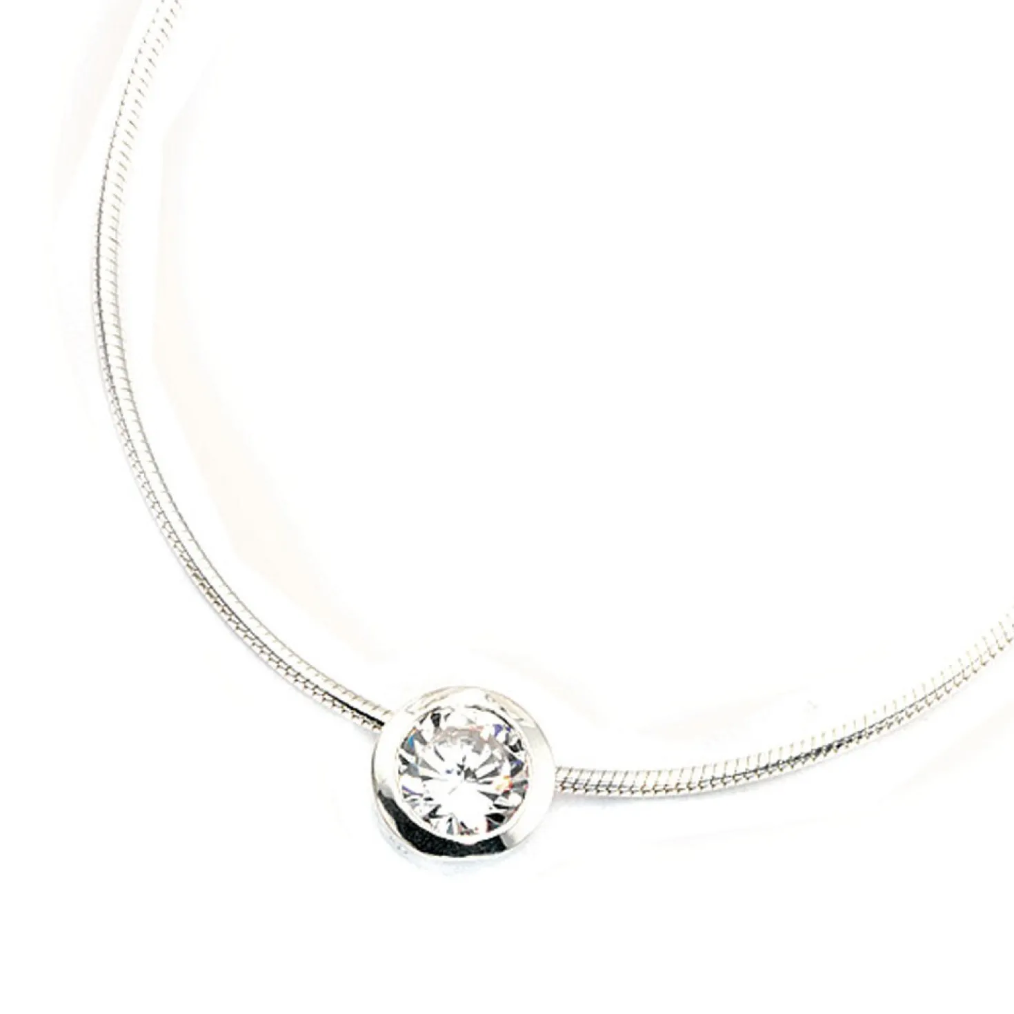 Solitär Anhänger mit Zirkonia weiß rund 925 Silber Halsschmuck für Damen