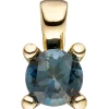 Solitär Anhänger 6,6x12,2mm aus Blautopas London Blue 585 Gelbgold Topasanhänger