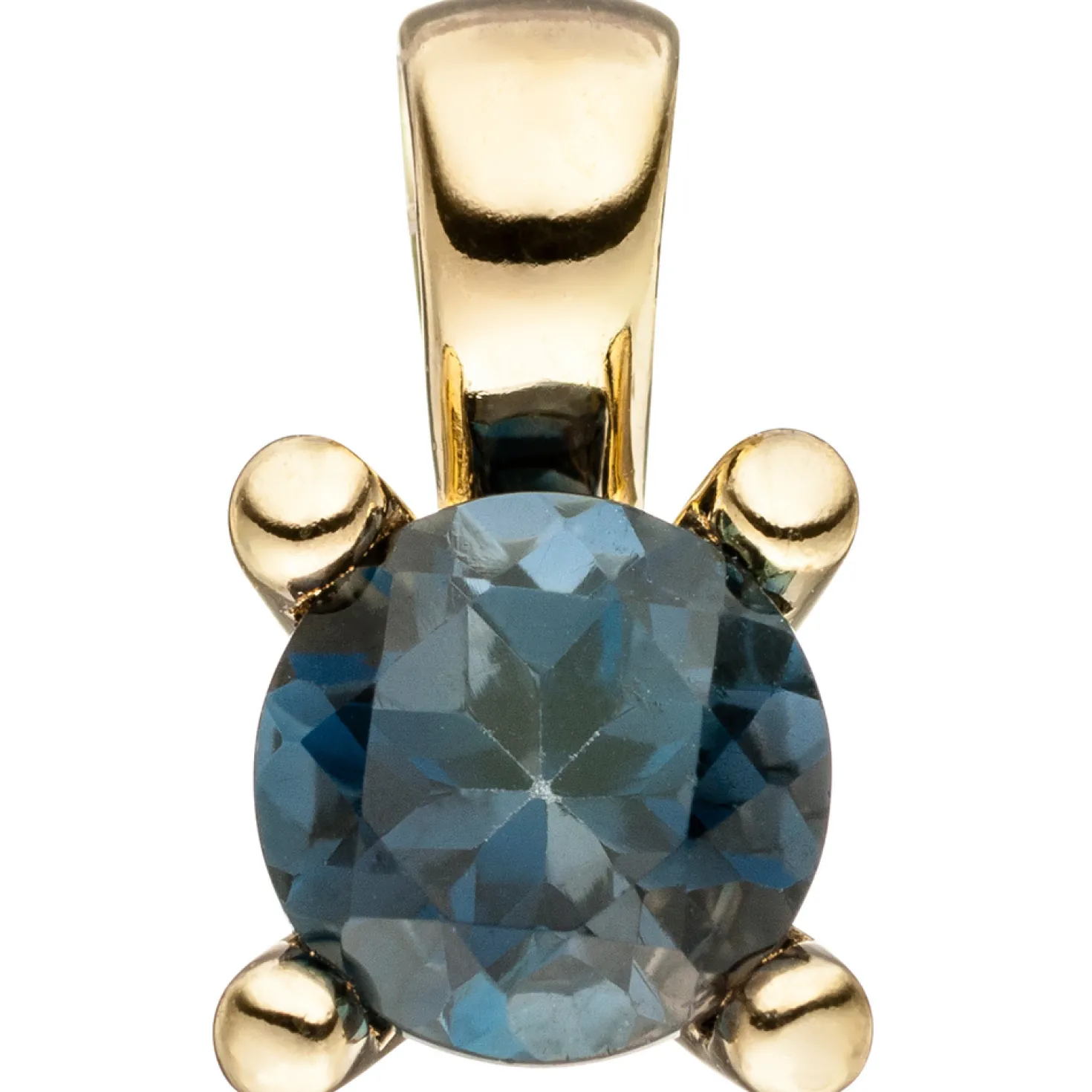 Solitär Anhänger 6,6x12,2mm aus Blautopas London Blue 585 Gelbgold Topasanhänger