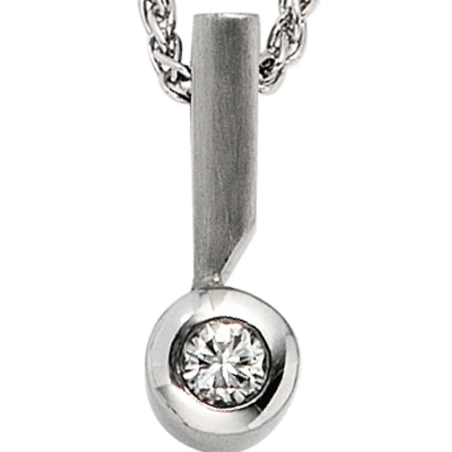 Solitär Anhänger 6,9x16,6mm Diamant 0.16Ct W/SI Brillant 950 Platin teilmattiert