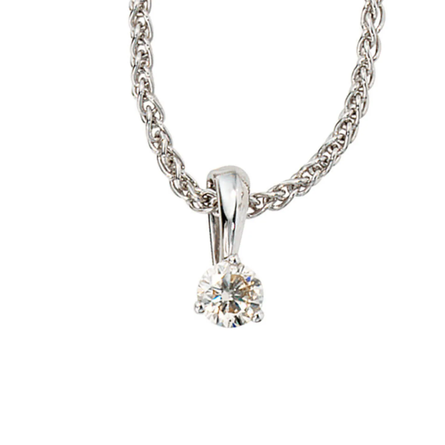 Solitär Anhänger 4,3x9,5mm mit Diamant Brillant 0,25Ct 585 Gold Weißgold