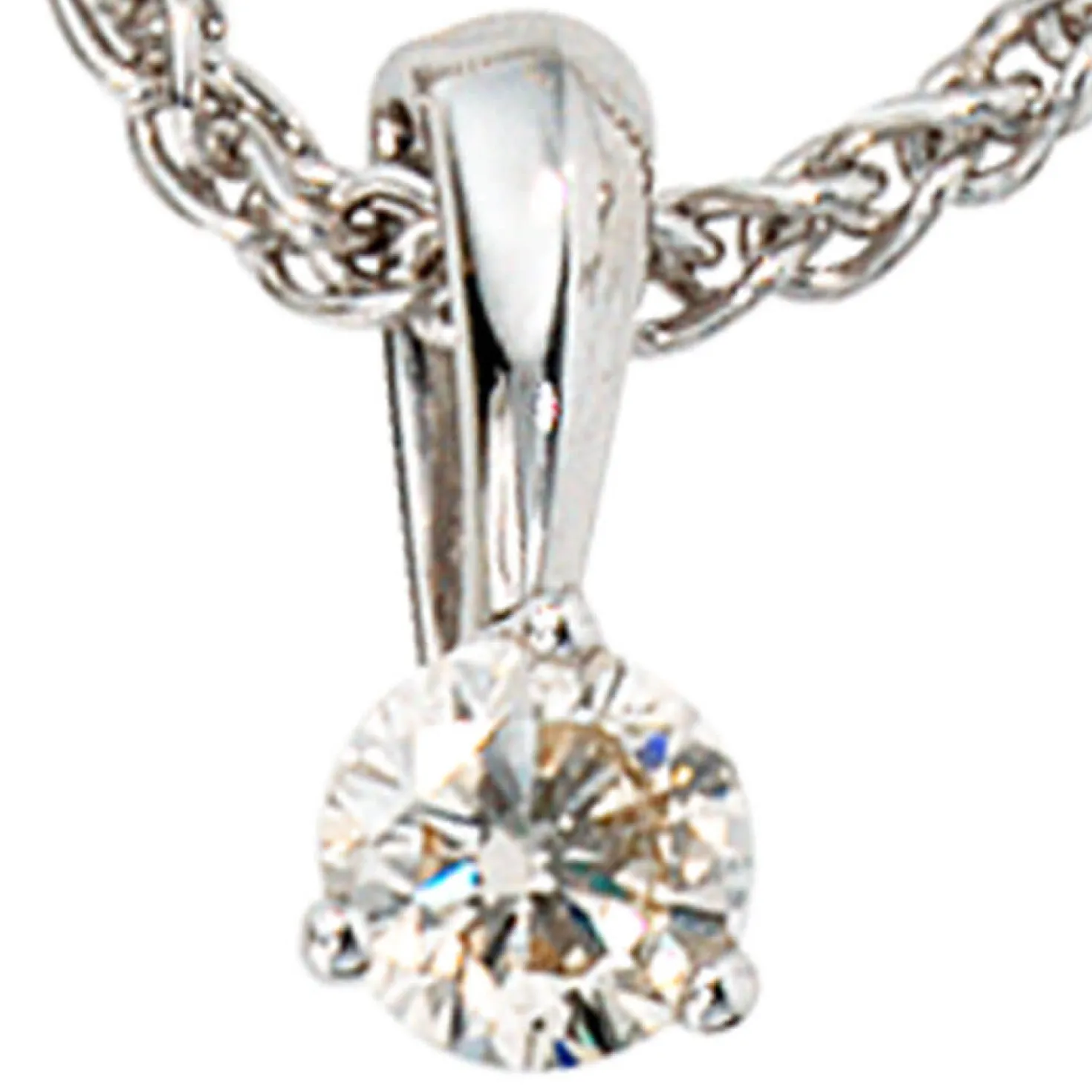 Solitär Anhänger 4,3x9,5mm mit Diamant Brillant 0,25Ct 585 Gold Weißgold