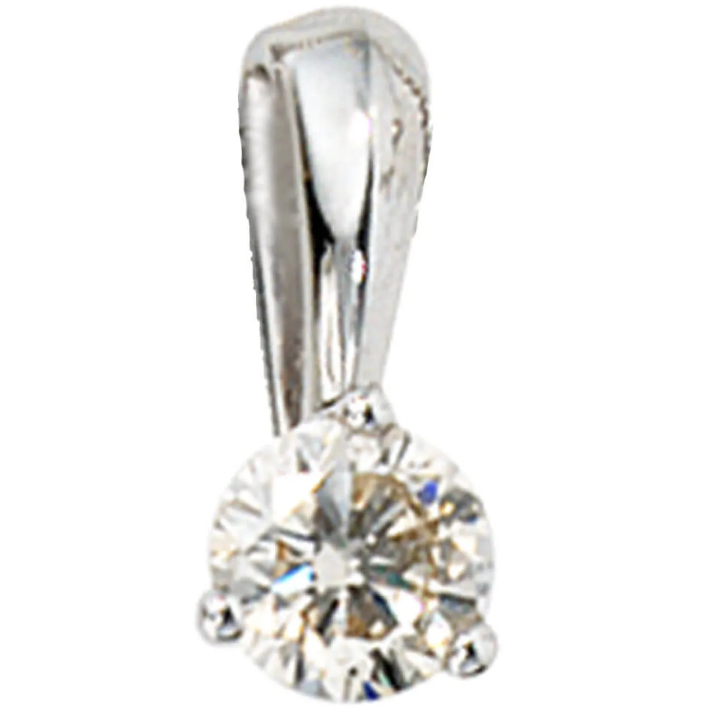 Solitär Anhänger 4,3x9,5mm mit Diamant Brillant 0,25Ct 585 Gold Weißgold