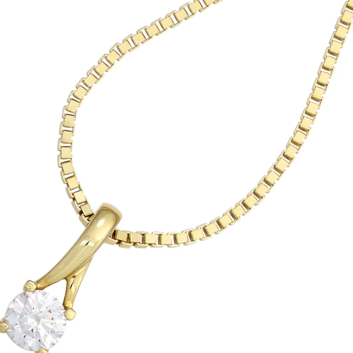 Solitär Anhänger 6x16,6mm mit Zirkonia weiß 333 Gold Gelbgold Halsschmuck Damen