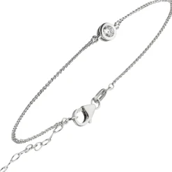 Solitär Armband Ankerkette 2-reihig mit Zirkonia Anhänger 925 Silber 16-19cm