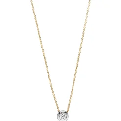 Solitär Collier Ankerkette Diamant 0.06Ct 750 Gelbgold Weißgold 42-45cm