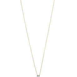 Solitär Collier Ankerkette Diamant 0.06Ct 750 Gelbgold Weißgold 42-45cm