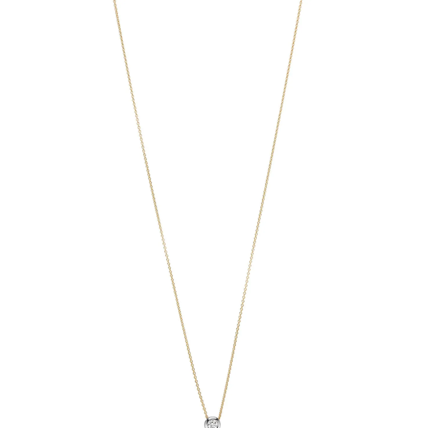 Solitär Collier Ankerkette Diamant 0.06Ct 750 Gelbgold Weißgold 42-45cm