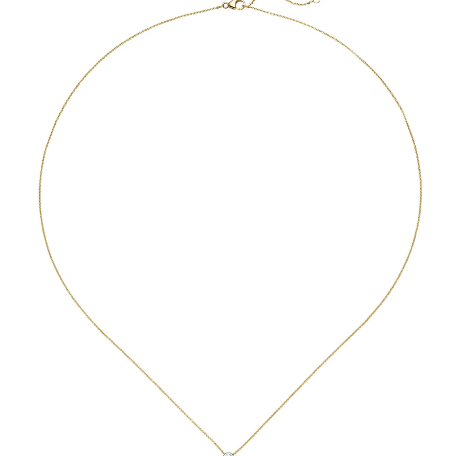 Solitär Collier Ankerkette Diamant 0.06Ct 750 Gelbgold Weißgold 42-45cm