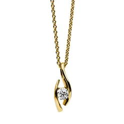 Solitär Collier Kette Anhänger Auge 750 Gold Gelbgold Brillant 0,20 Ct. L: 45cm