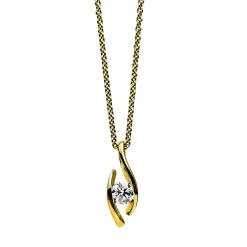 Solitär Collier Kette Anhänger Auge 585 Gold Gelbgold Brillant 0,25 Ct. L: 45cm