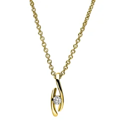 Solitär Collier Kette Anhänger Auge 750 Gold Gelbgold Brillant 0,05 Ct. L: 42cm