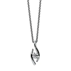 Solitär Collier Kette Anhänger Auge 585 Gold Weißgold Brillant 0,25 Ct. L: 45cm