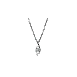 Solitär Collier Kette Anhänger Auge 585 Gold Weißgold Brillant 0,10 Ct. L: 45cm