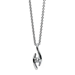 Solitär Collier Kette Anhänger Auge 750 Gold Weißgold Brillant 0,15 Ct. L: 45cm