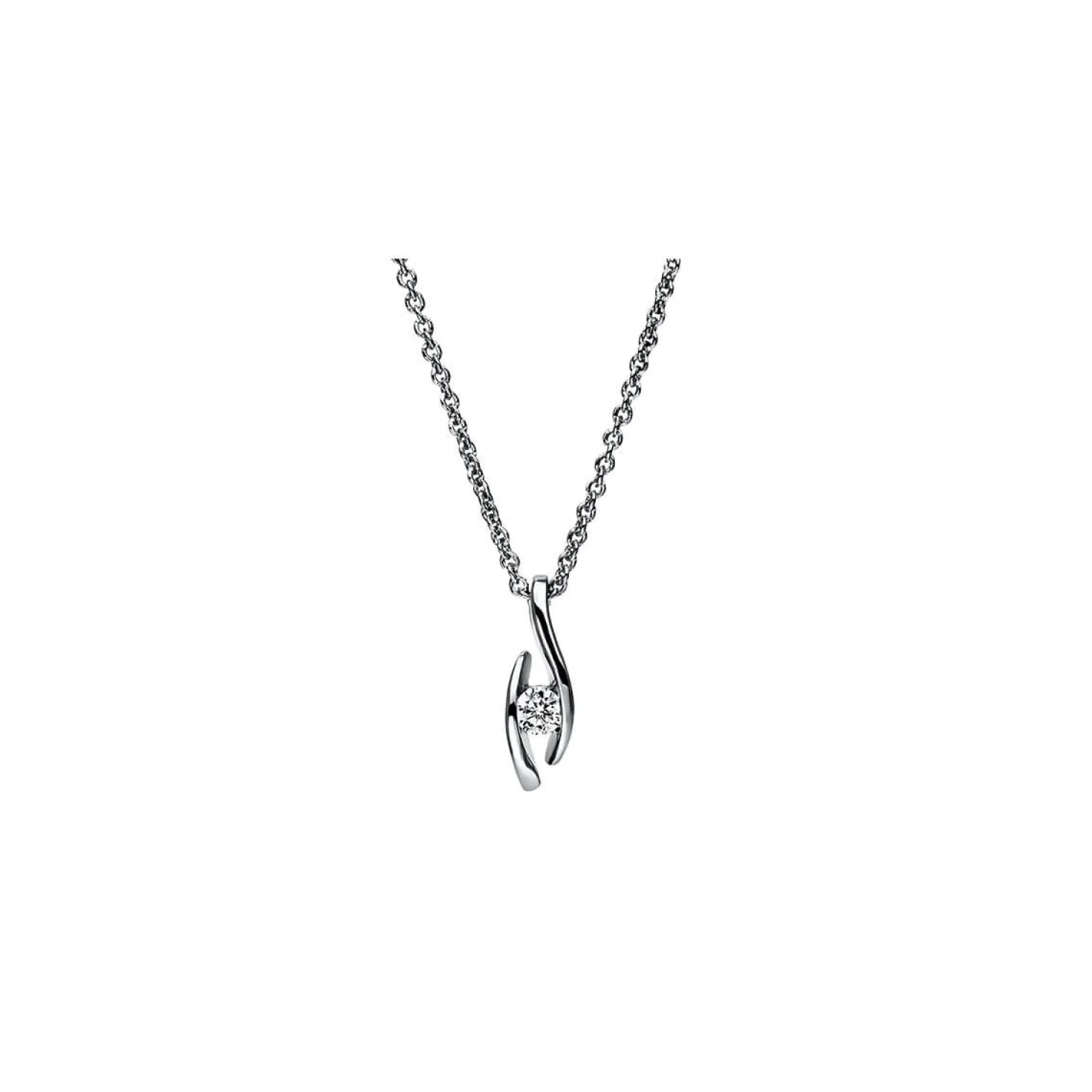Solitär Collier Kette Anhänger Auge 950 Platin Brillant 0,10 Ct. L: 45cm