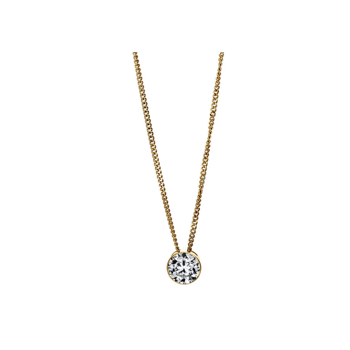 Solitär Collier Kette aus 750 Gold Gelbgold mit Brillant 0,50 Ct. Zarge L: 43cm