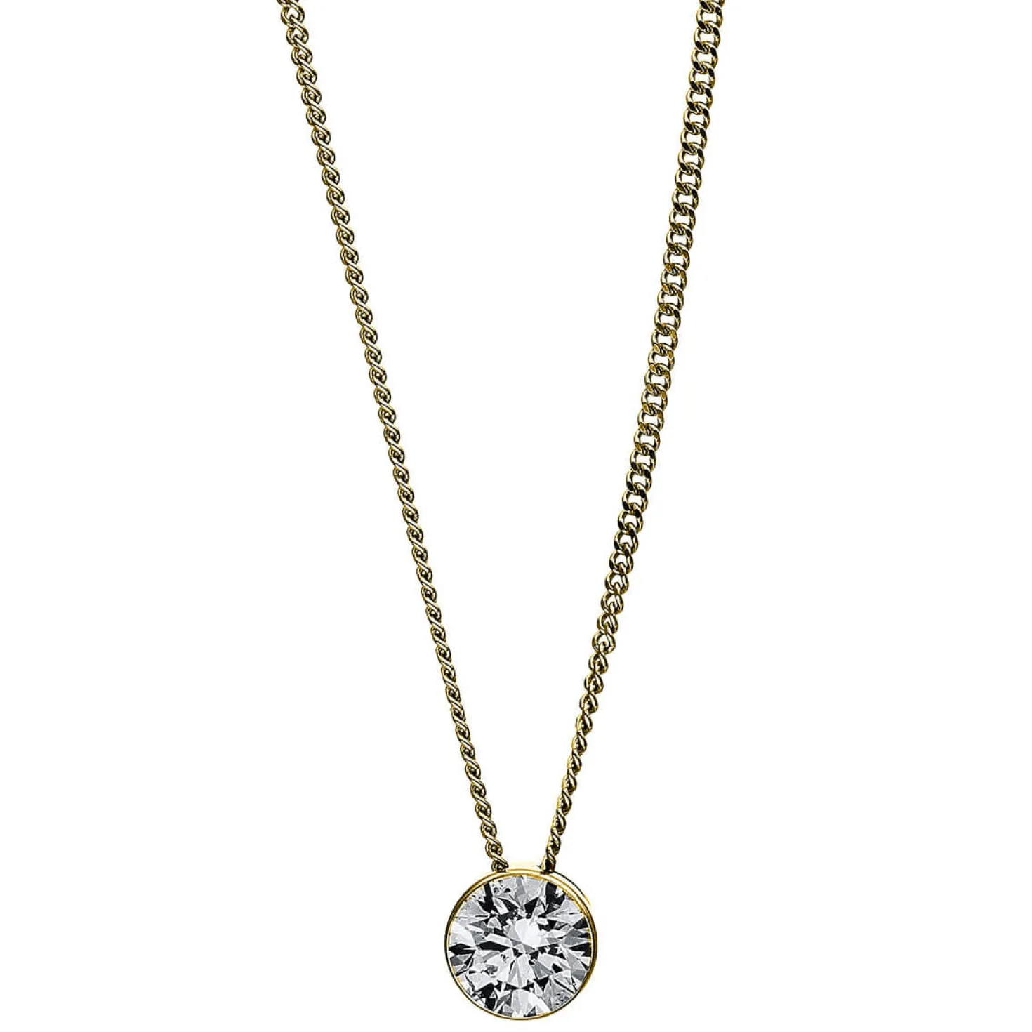 Solitär Collier Kette aus 750 Gold Gelbgold mit Brillant 0,40 Ct. Zarge L: 43cm
