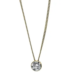 Solitär Collier Kette aus 585 Gold Gelbgold mit Brillant 0,40 Ct. Zarge L: 43cm