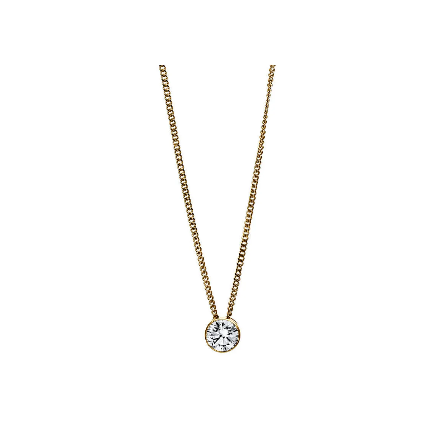 Solitär Collier Kette aus 750 Gold Gelbgold mit Brillant 0,30 Ct. Zarge L: 43cm