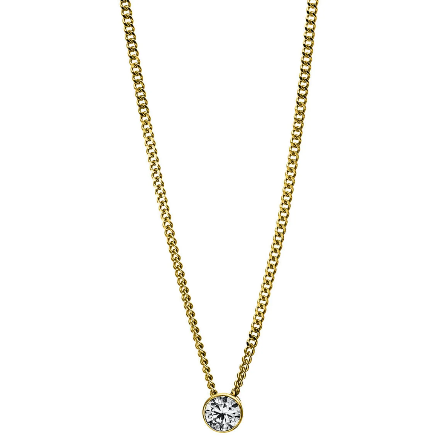 Solitär Collier Kette aus 585 Gold Gelbgold mit Brillant 0,10 Ct. Zarge L: 43cm