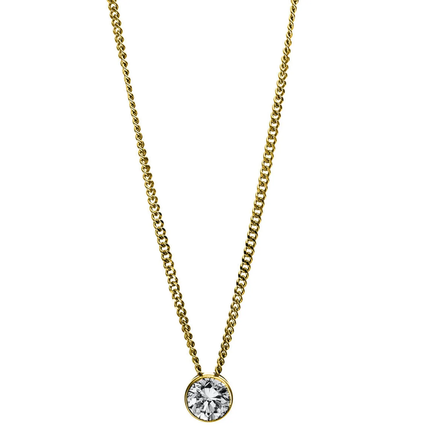 Solitär Collier Kette aus 585 Gold Gelbgold mit Brillant 0,20 Ct. Zarge L: 43cm